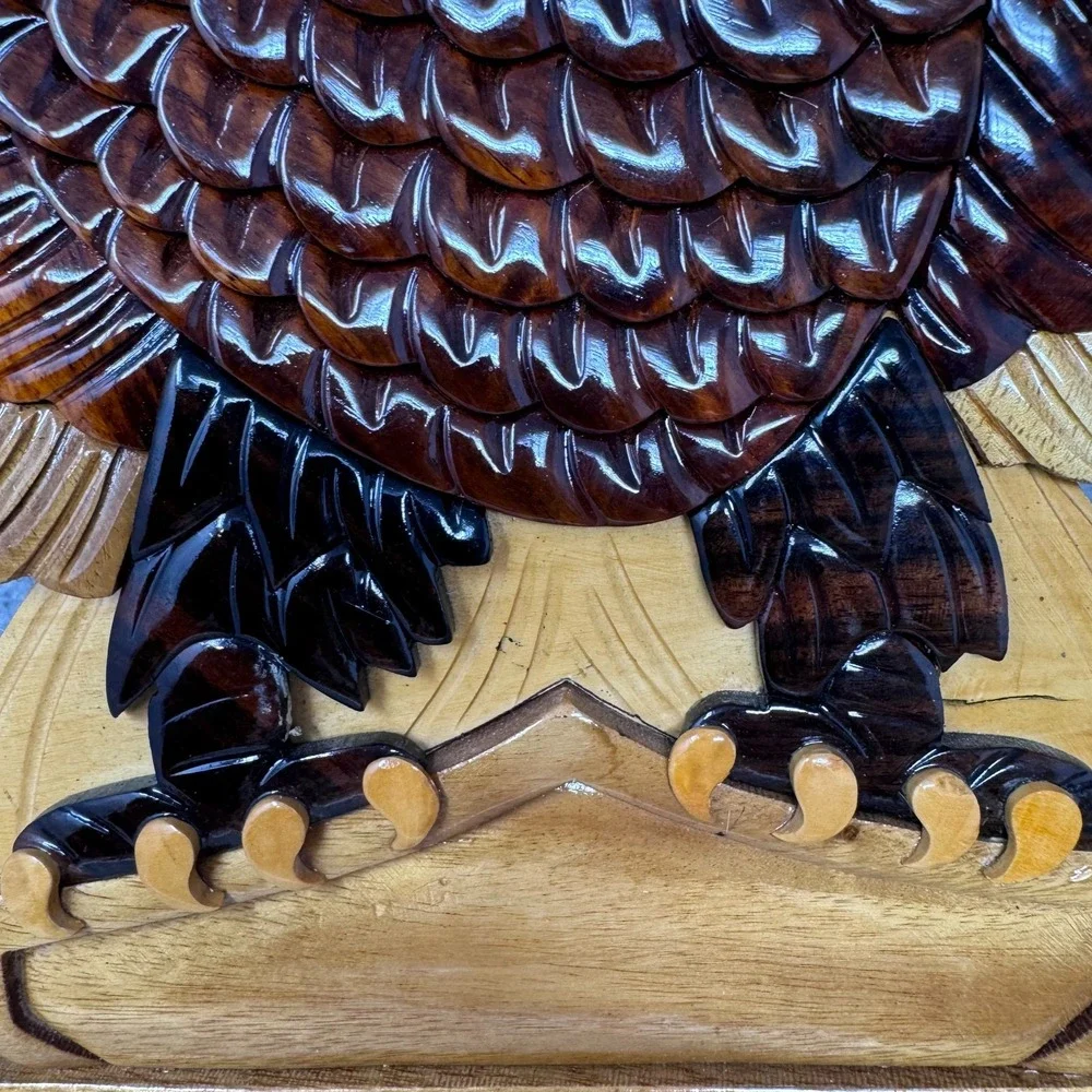 Handmade Wooden Carved Sign Golden Eagle‎ Motorcycle Plaque Harley Mancave Biker